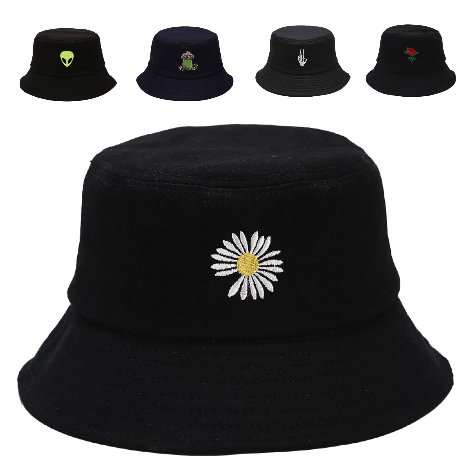 Cotton Bucket Hat for Women Men Summer Travel Sun Beach Bucket Cap, Unisex Outdoor Fisherman Hat