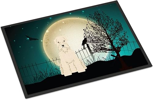 Caroline's Treasures BB2251JMAT - Tapete de Halloween con revestimiento suave de trigo Terrier de 24 x 36 pulgadas, tapete para puerta delantera,