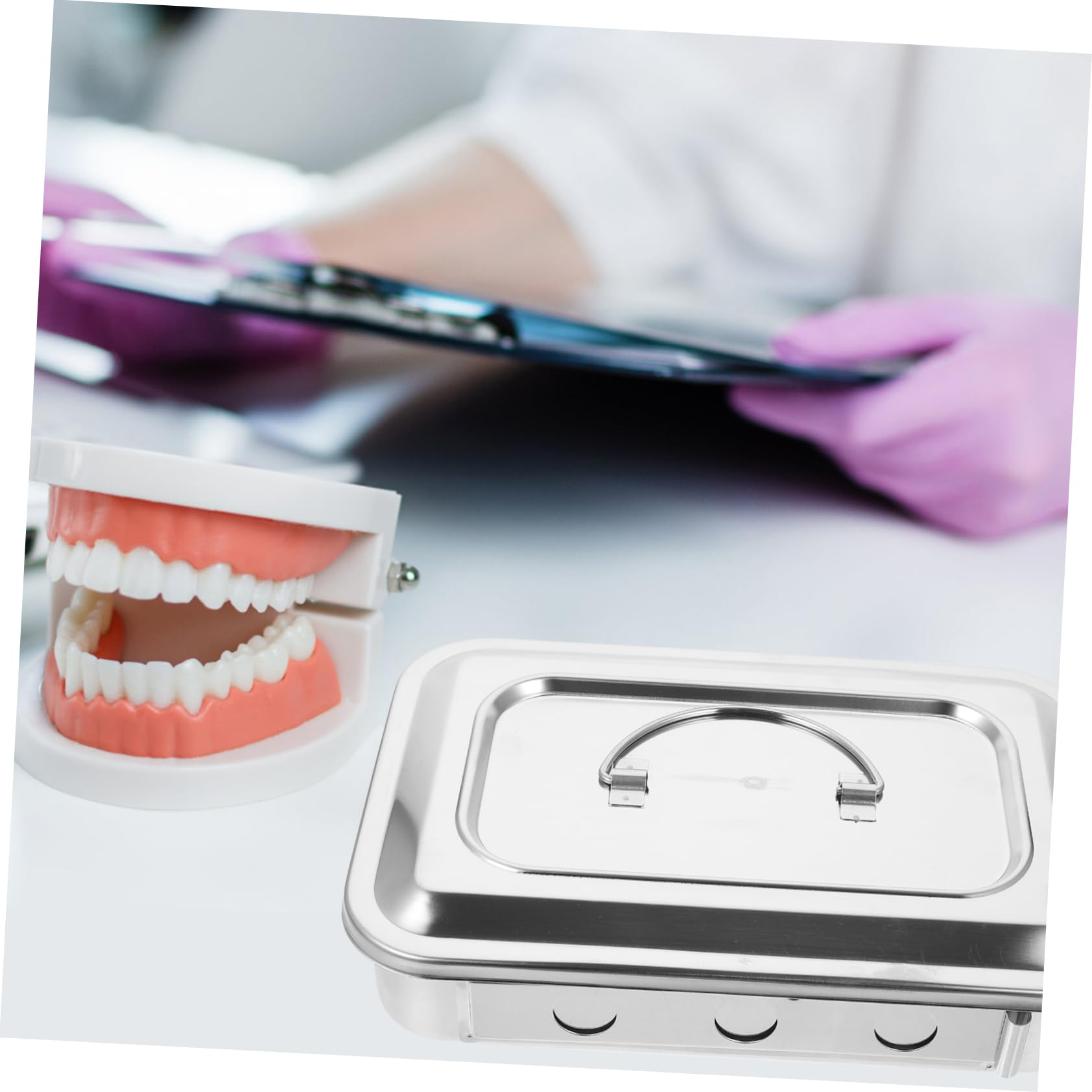 Didiseaon Boîte de Carrée Couvercle à Haute Température en Acier Inoxydable Argenté Légère des Instruments Professionnels