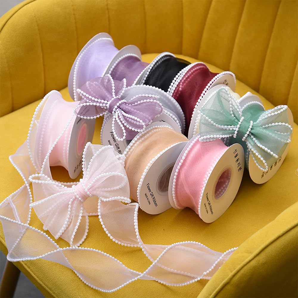 Rotolo di nastro di organza trasparente e solido da 45 m, per confezioni regalo, colore: rosa perlato
