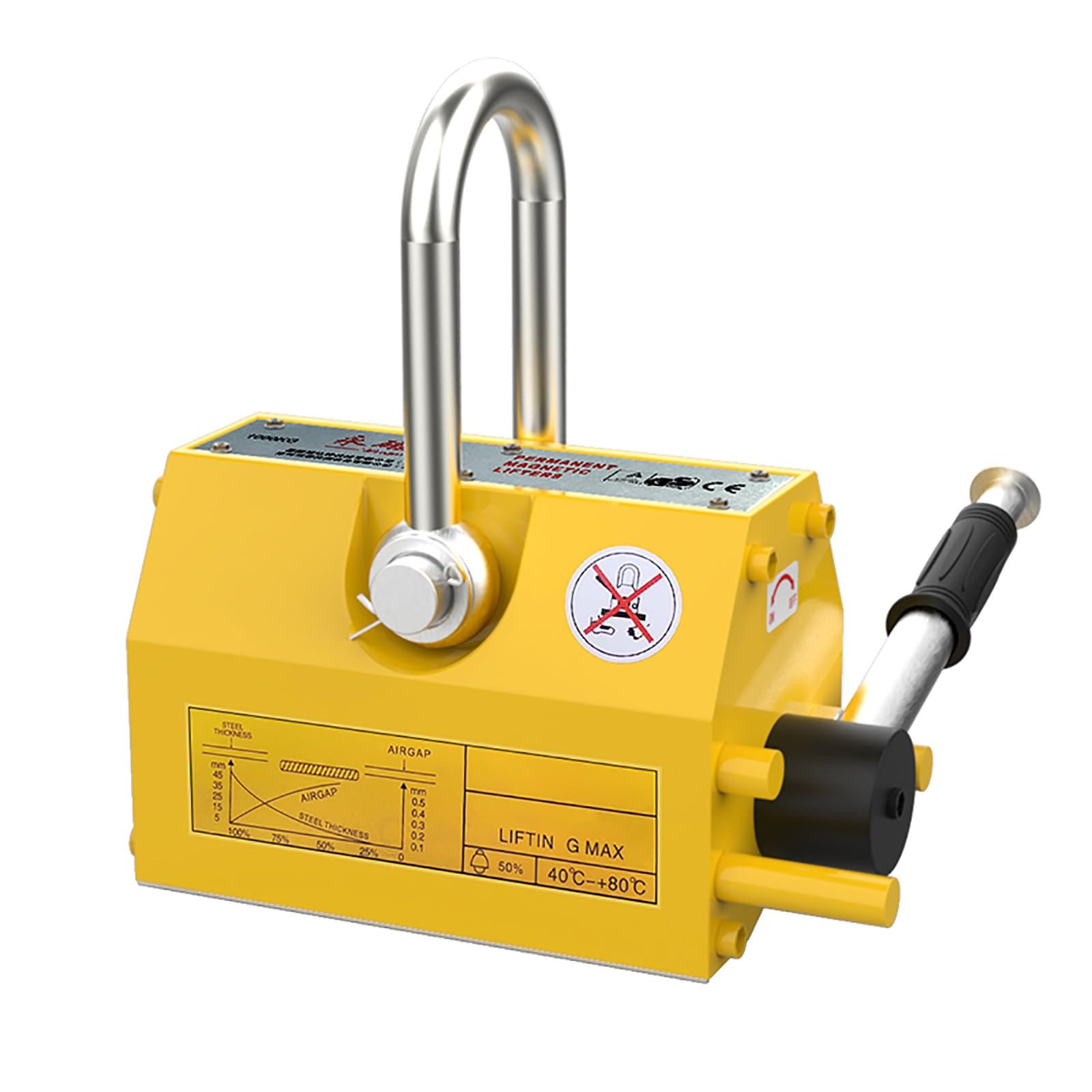 Magnete di Sollevamento for impieghi gravosi con Rilascio, Forza di trazione di 0,1-3 tonnellate, for Il Sollevamento di Acciaio, Barra Rotonda, Fattore di Sicurezza 3,0(3300lb/1.5 TON)