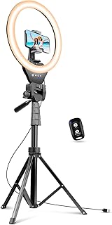Sensyne 12-inch Ring Light with 67-inch Selfie Stick, Tripod and Phone Holder, Selfie Remote Control Circle Light for Live Stream/Video Recording/TikTok, Compatible with All Phones and Cameras