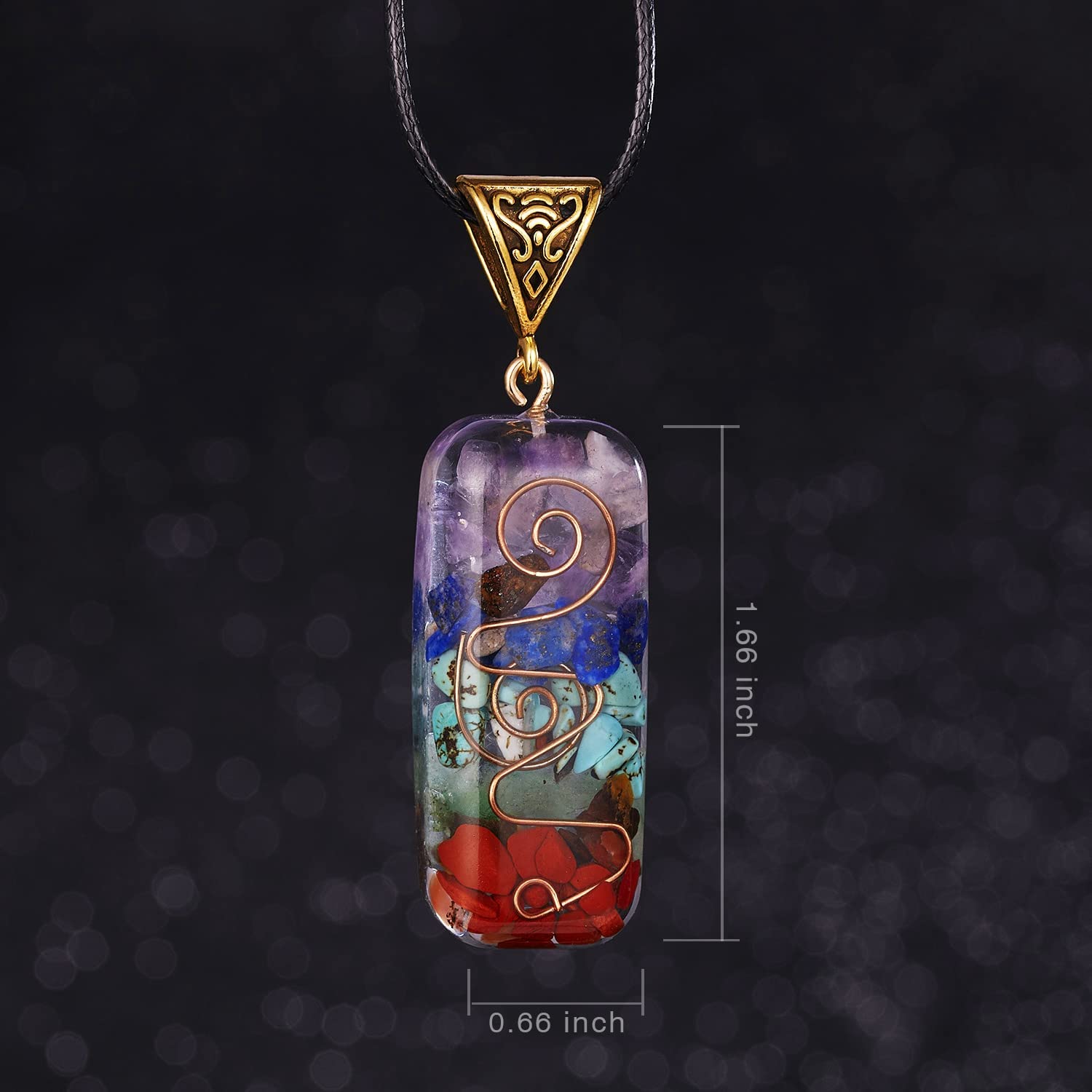 Necklace Pendant & Lava Rock Bracelet, for Women/Men (Set) - Image 4