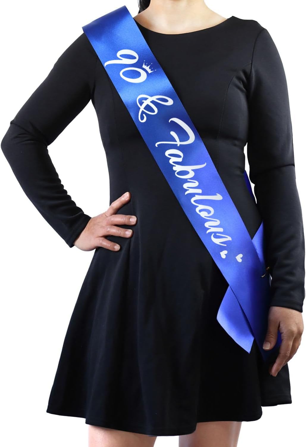 90 & Fabulous Birthday Sash, 90th Birthday Gifts idea for women, Funny 90th Birthday Party Suppiles, Royal Blue+ Silver(90 & Fabulous)