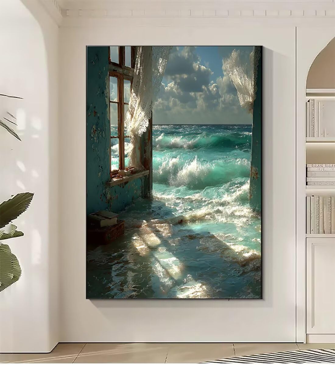 Landschaft Ozean Malen Nach Zahlen Erwachsene, Paint by Numbers Adult Anfänger Kreativ Set für, Heimwerk Malen Nach Zahlen Kinder, Pinsel und 36 Acrylfarbe Als, für Deko Wohnzimmer 60 x 80 cm BJHWK393
