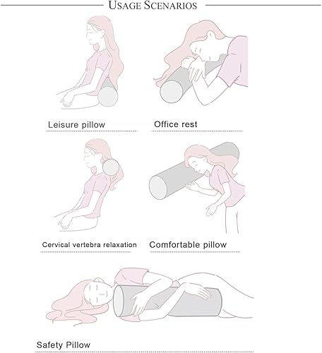 Miniatura 8 de Almohada de cuello redondo para dormir, almohada cervical larga de piel sintética, impermeable, almohada cilíndrica enrollable con funda extraíble,