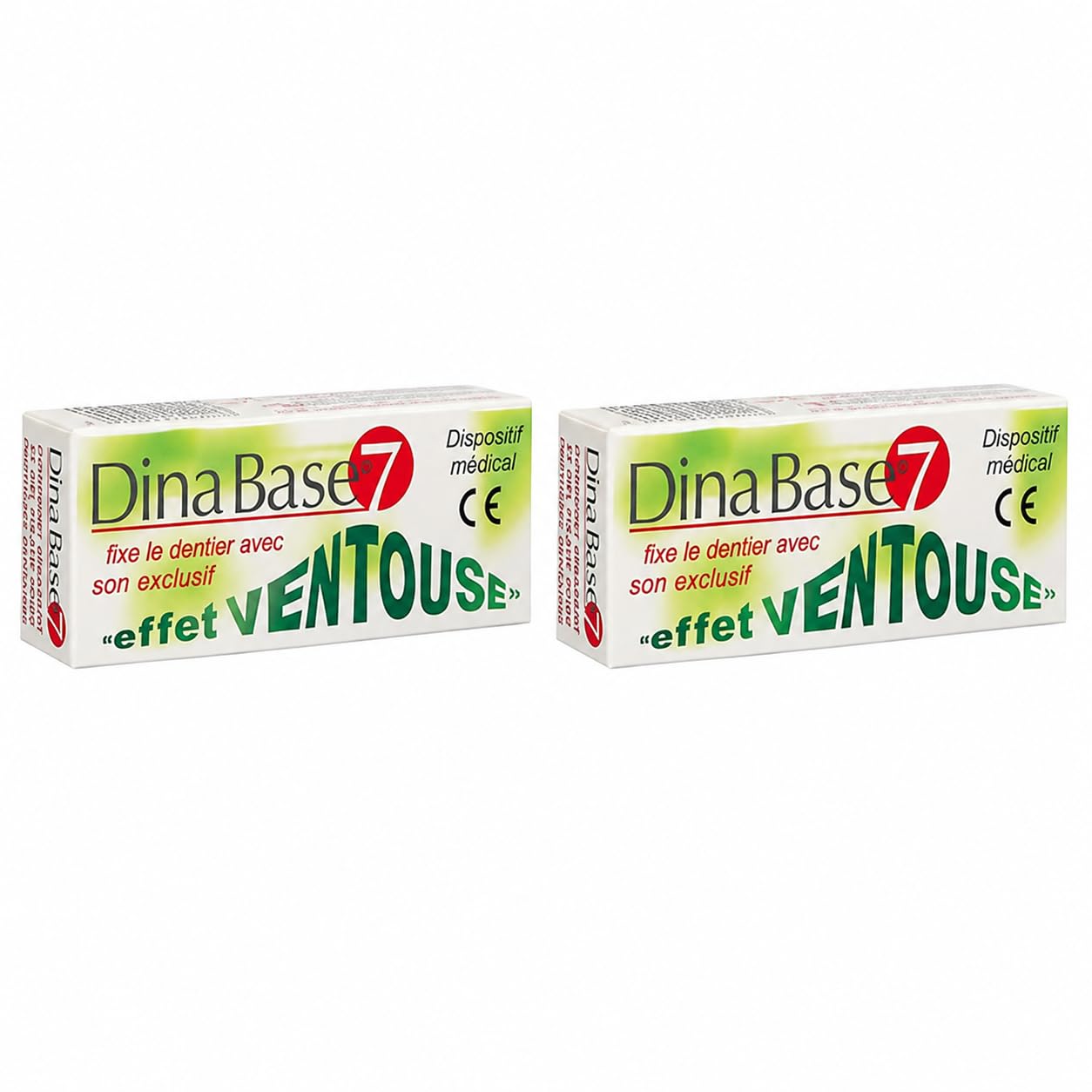 DinaBase 7 – Lot de 2 Boîtes – Fixation Dentier – Effet Ventouse – Conditionnement Vendeur