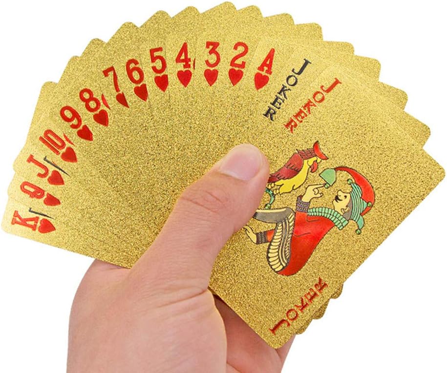 IvyMei 2 Pack Diamond Playing Cards Waterproof Gold Silver Foil Playing Cards Plastic Poker Cards High Flexible (Silver+Gold Diamond)