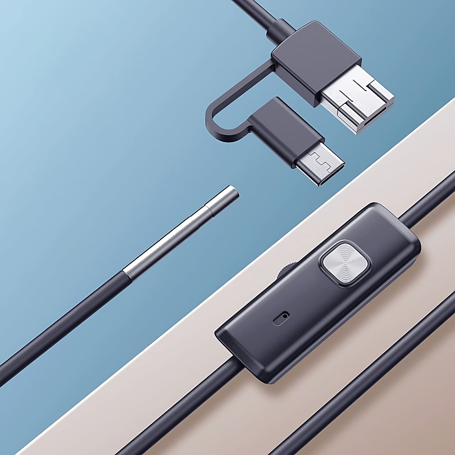 Retoo 1920P HD Endoscopio Per Ispezione Serpente da 3,9 mm impermeabile, Endoscopio per Smartphone con LED, USB-C HD per Android, fotocamera di ispezione megapixel, cavo serpente, endoscopio cellulare