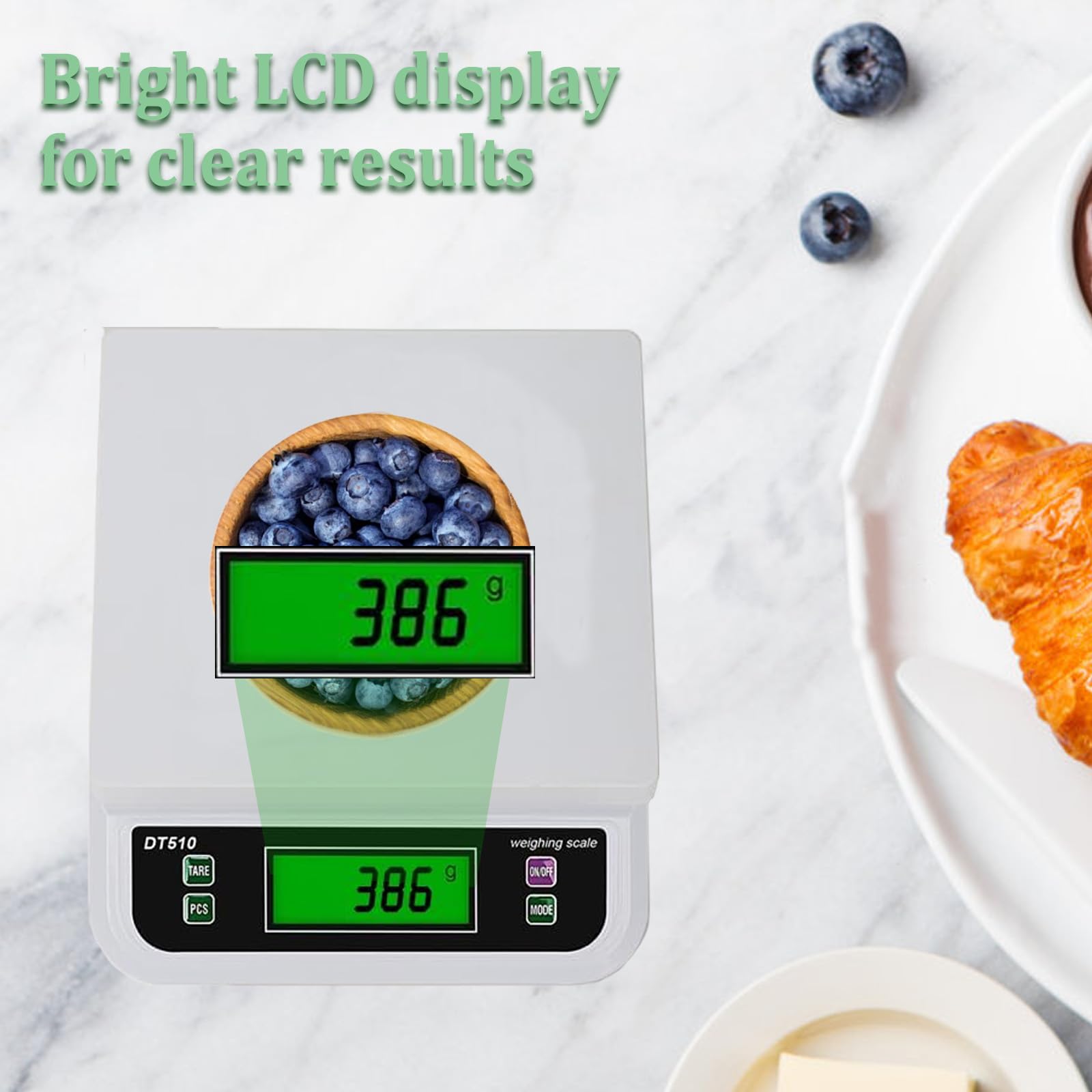 Digitale keukenweegschaal, 30 kg, met lcd-display, weegschaal, keukenweegschaal met 6 soorten eenheden g, oz, lb, kg, tl, ct levensmiddelenweegschaal, voor bakken, fruit, wegen en fruit