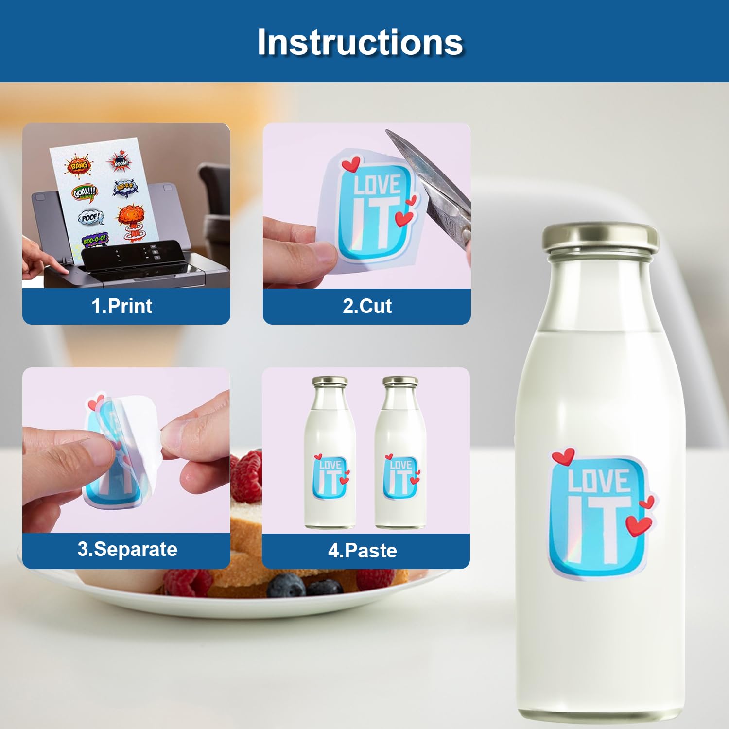 20 Blatt Stickerpapier A4 Selbstklebend - Mattweiß Für Tintenstrahl & Laser