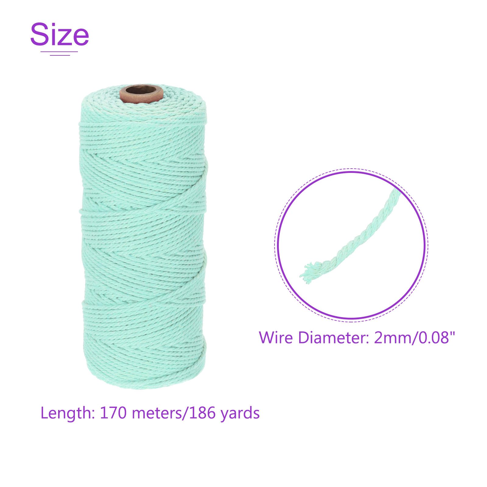 DMiotech 2mm x 170M (186 Yard) Light Blue Natural Cotton Macrame Rope - Image 4