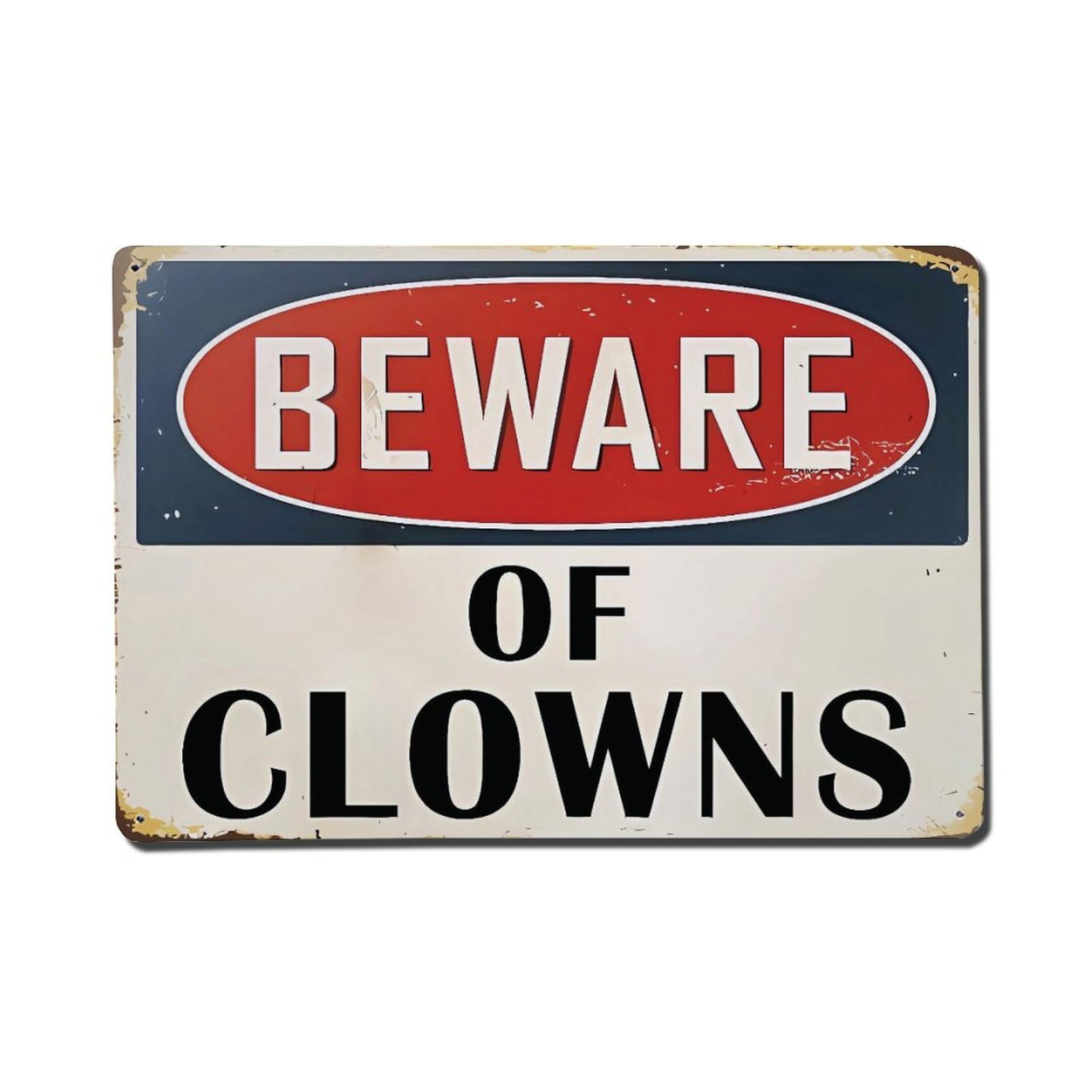 Beware of Clowns Vintage Warning Sign Vintage Aluminium Metal Sign, Retro Wall Decor for Home, Bar, Garage & Farmhouse 20x30cm