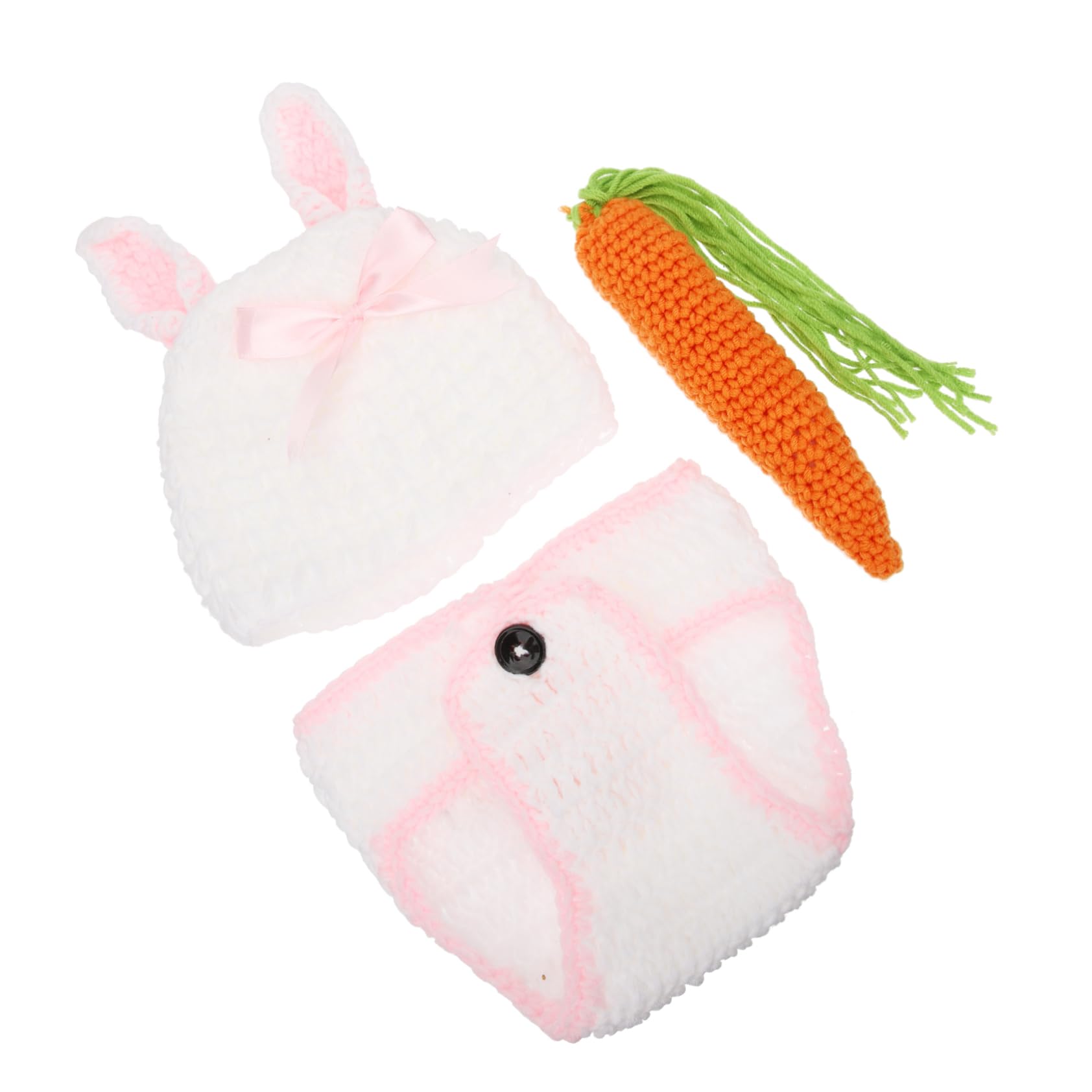 Happyyami 4juegos Conjunto De Fotografía De Recién Nacido Gorro y Pantalones De Conejo Accesorios para Sesiones De Fotos Traje De Ganchillo para Bebés Ropa Creativa para Cumpleaños