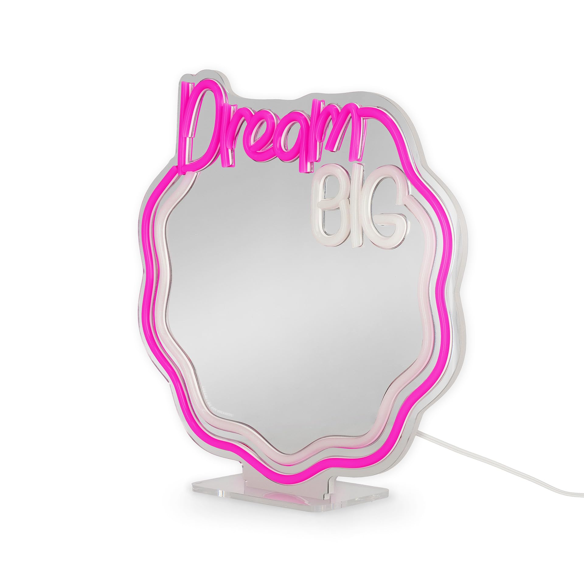 LEGAMI - Miroir avec Lumière LED Effet Néon, It's a Sign, Alimentation par Câble Type-C (Inclus), Base Amovible et Trou de Fixation pour Le Suspendre
