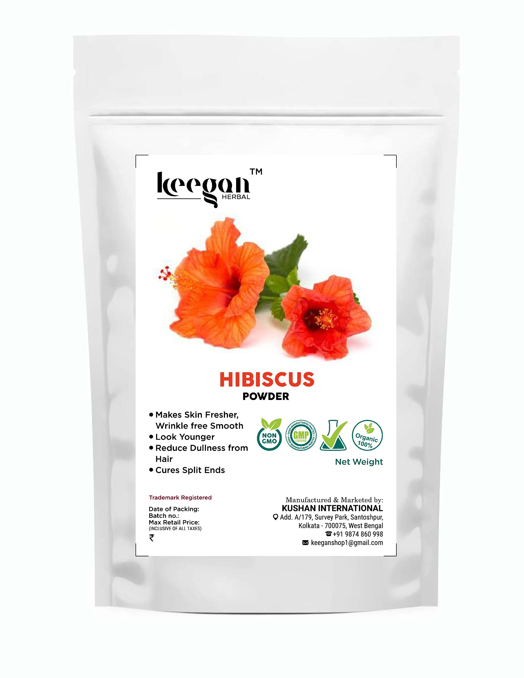 Keegan Herbal Natural HIBISCUS Powder For Skin and Hair care 200gm Pouch
