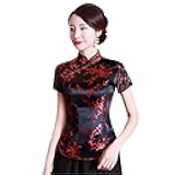 Women Blouse Vintage Slim Novelty Clothes Cheong-Sam Collor Tops Shirts Flower Elegant Oriental Stage Show Clothing