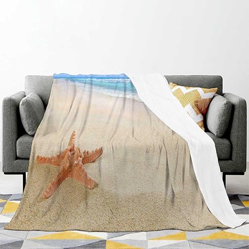 Miniatura 2 de WHYATT Manta de noche de película, vista a la playa, Cobijas para El Frio, camping, viajes, picnic, 40 pulgadas x 60 pulgadas