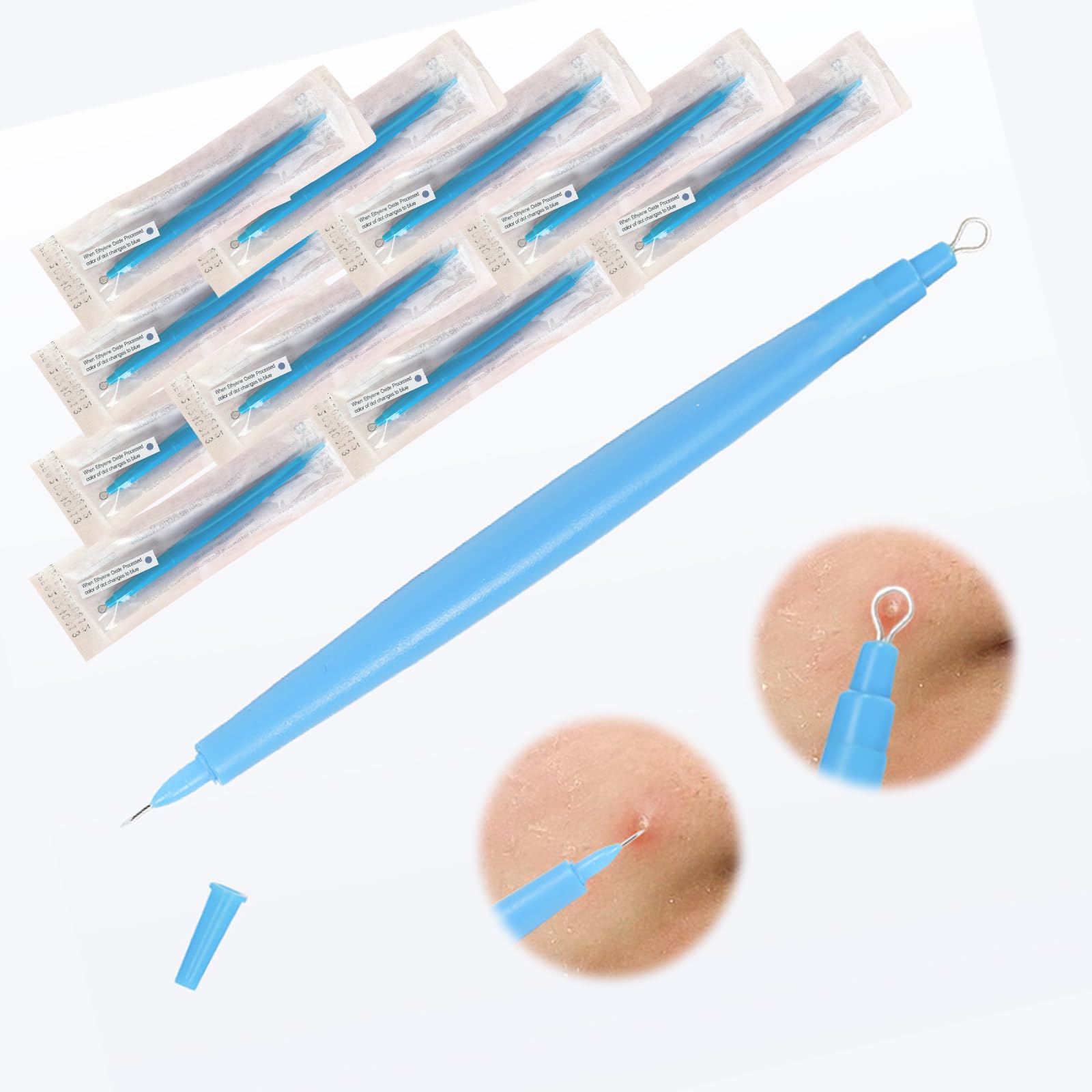 10 Pack of Disposable Sterile Acne Remover Tools Safe Pimple Popper Tool Aseptic Blackhead Remover Tools Sanitary Comedone Extractor Tool Pimple
