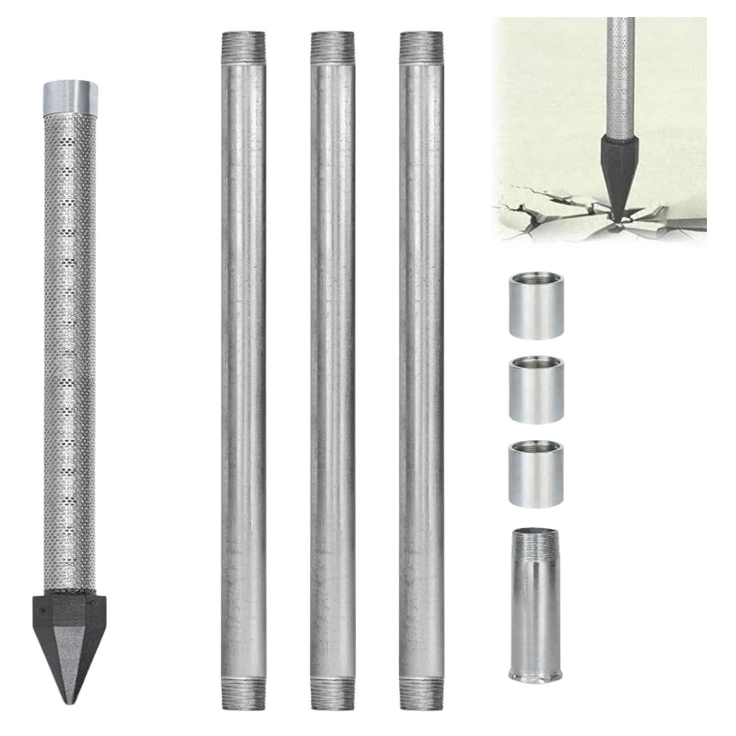 Water Well Drilling Kit,Professional 1-1/4 inch x 36 inch Kit-Drive Well Point,Includes Reinforced Point and Extension Pipes for Shallow Sand Point Well Kit Project(4M Kit)