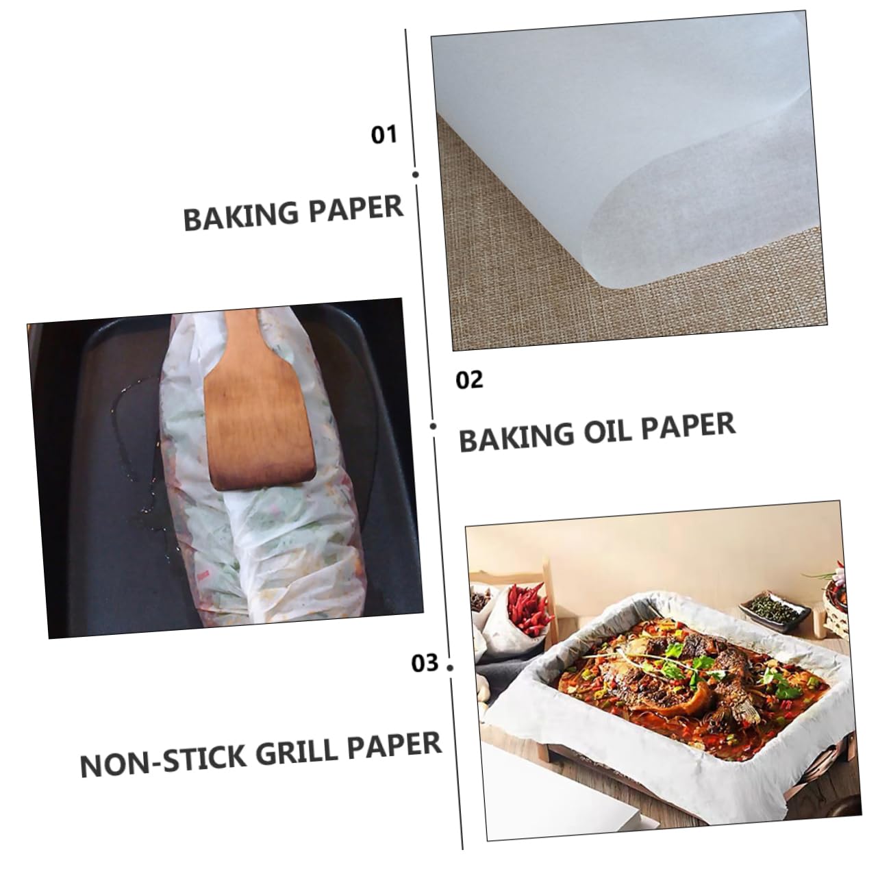Carta da Forno Antiaderente in Carta Oleata al Silicone, 50 Fogli, Resistente alle Alte Temperature, per Barbecue e Campeggio