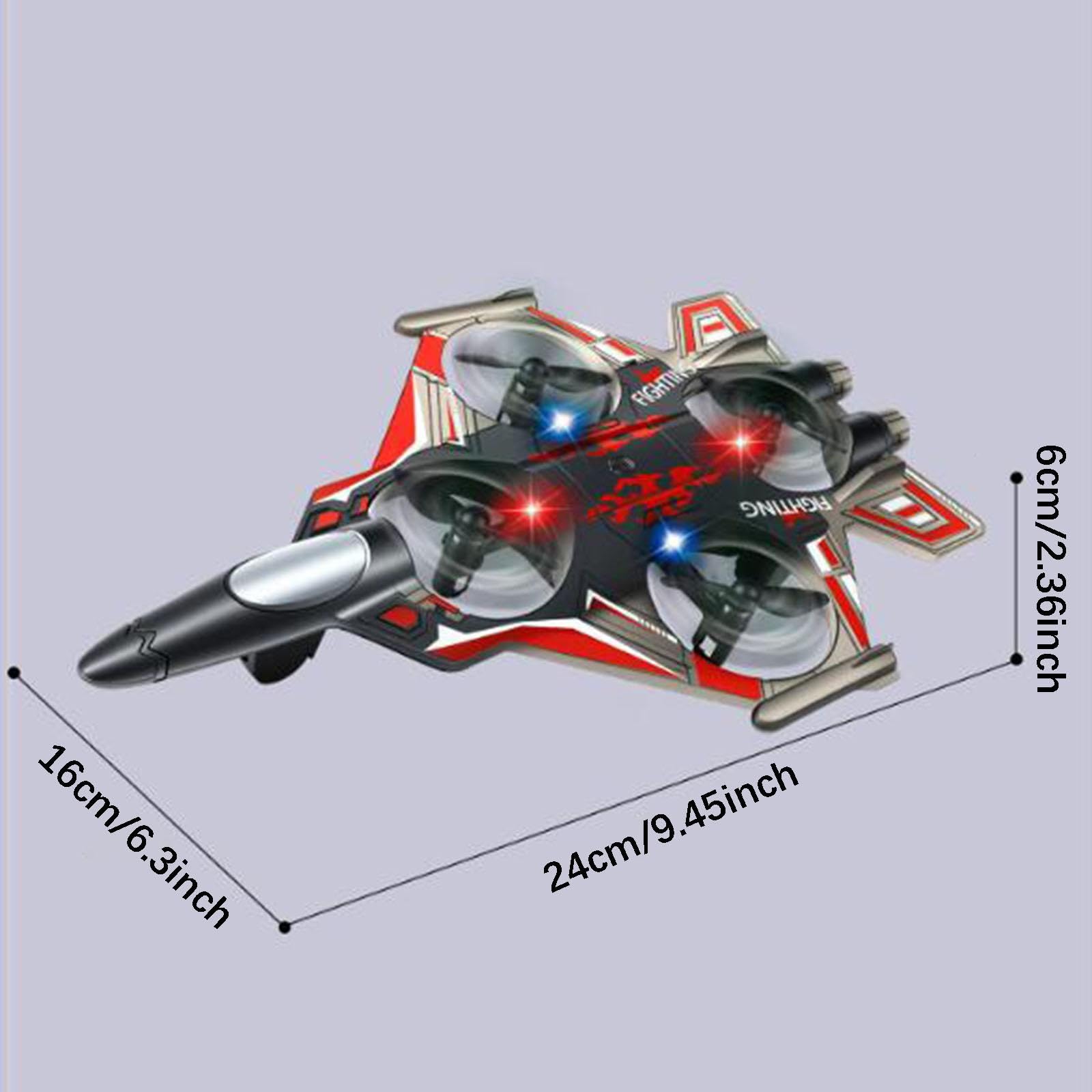 Qianly 3 Piezas Avión RC de Fija con Funciones Acrobáticas Control Remoto Inteligente de Batería Desmontable Luces LED Brillantes Y Diseño Resist, Rojo 1 Batería