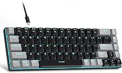 MageGee Teclado portátil 60% mecânico para jogos, MK-Box LED retroiluminado compacto de 68 teclas, mini teclado de escritório com fio com interruptor vermelho para Windows, laptop, PC, Mac -