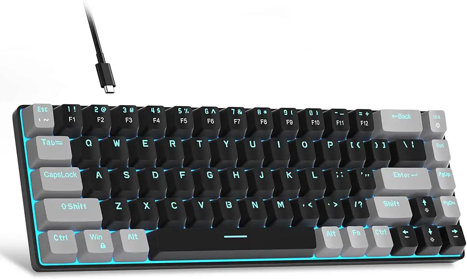 MageGee Teclado portátil 60% mecânico para jogos, MK-Box LED retroiluminado compacto de 68 teclas, mini teclado de escritório com fio com interruptor vermelho para Windows, laptop, PC, Mac -