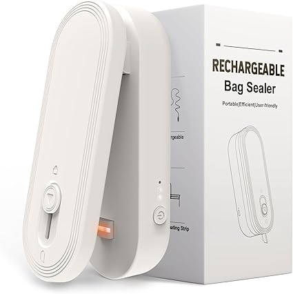 Mini Bag Sealer and Cutter, 1800mAh Rechargeable Chip Bag Sealer Handheld Heat Seal, 3 Heat Modes, Magnetic & Hanging Design, Portable Bag Sealing Machine for Heavy Duty Plastic Snack Cookie Bag