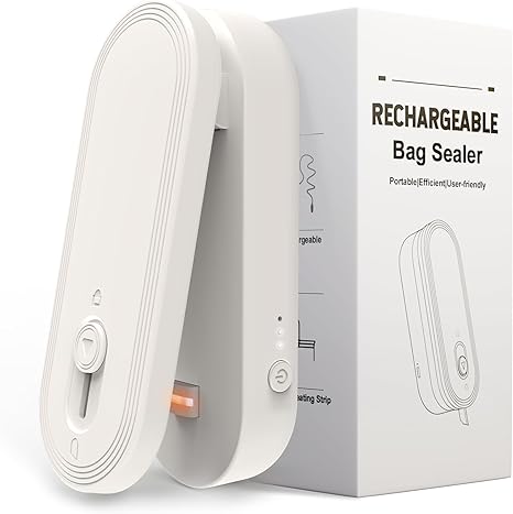 Mini Bag Sealer and Cutter, 1800mAh Rechargeable Chip Bag Sealer Handheld Heat Seal, 3 Heat Modes, Magnetic & Hanging Design, Portable Bag Sealing Machine for Heavy Duty Plastic Snack Cookie Bag
