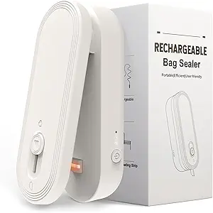 Mini Bag Sealer and Cutter, 1800mAh Rechargeable Chip Bag Sealer Handheld Heat Seal, 3 Heat Modes, Magnetic & Hanging Design, Portable Bag Sealing Machine for Heavy Duty Plastic Snack Cookie Bag