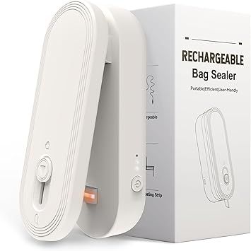Mini Bag Sealer and Cutter, 1800mAh Rechargeable Chip Bag Sealer Handheld Heat Seal, 3 Heat Modes, Magnetic & Hanging Design, Portable Bag Sealing Machine for Heavy Duty Plastic Snack Cookie Bag