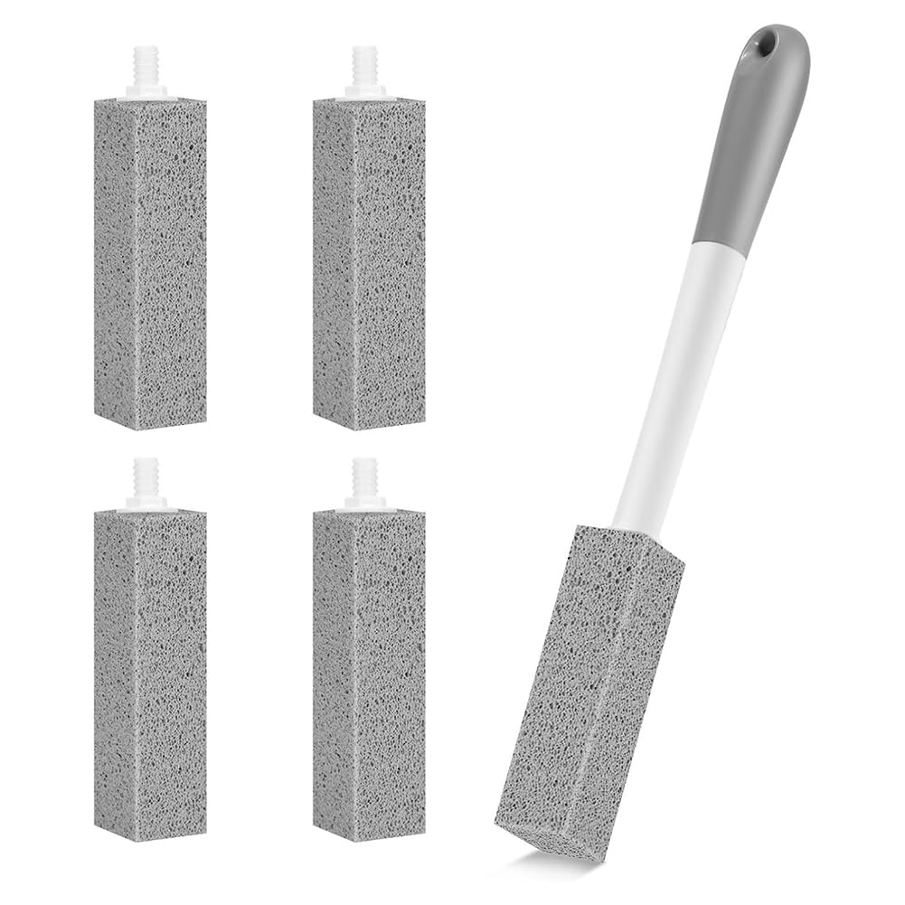 CTRLZS Toilet Bowl Cleaner Pumice Stone, 4PCS Set with Extra Long Handle, 1 for Cleaning Handle Included