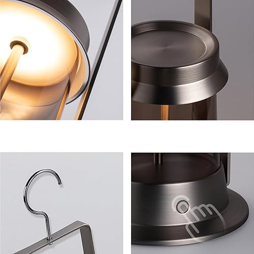 Miniatura 6 de Portable Metal Table Lamp for IndoorOutdoor ,Rechargeable Cordless LED Lamp, 3-Colour Infinitely Dimming Battery Powered Small Desk Lamp,