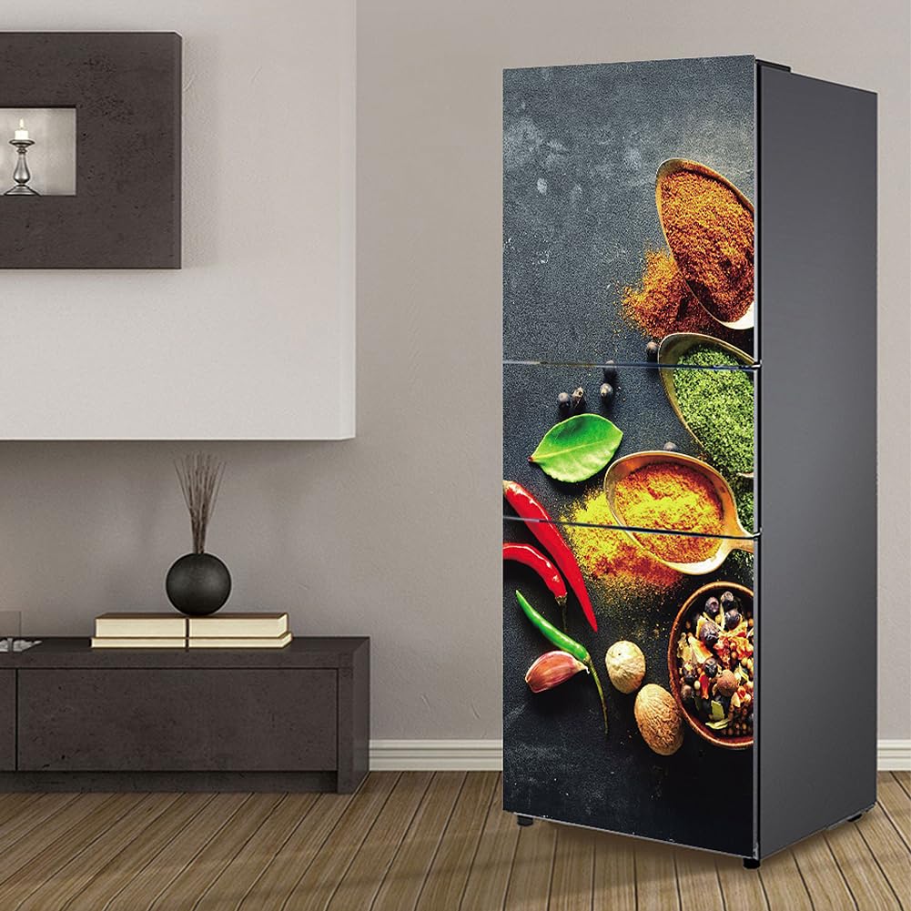 VHcgCGJ Fridge magnet, Full Covering Door Fridge Covers Skins Wall Stickers for Kitchen Decal, Seasoning Pepper Spice(M: 60x180 cm)