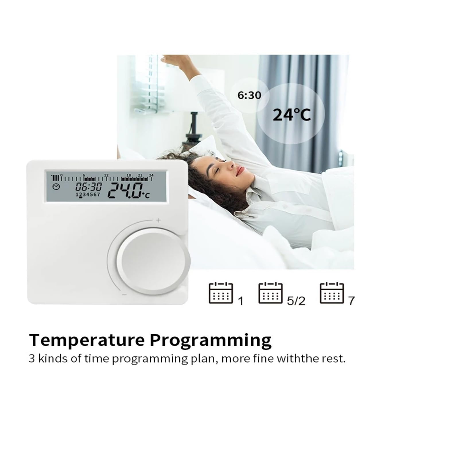 Inteligentny termostat, Bezprzewodowy termostat kotła, termostat pokojowy, termostat z baterią o niskim poborze mocy, cyfrowy regulator temperatury
