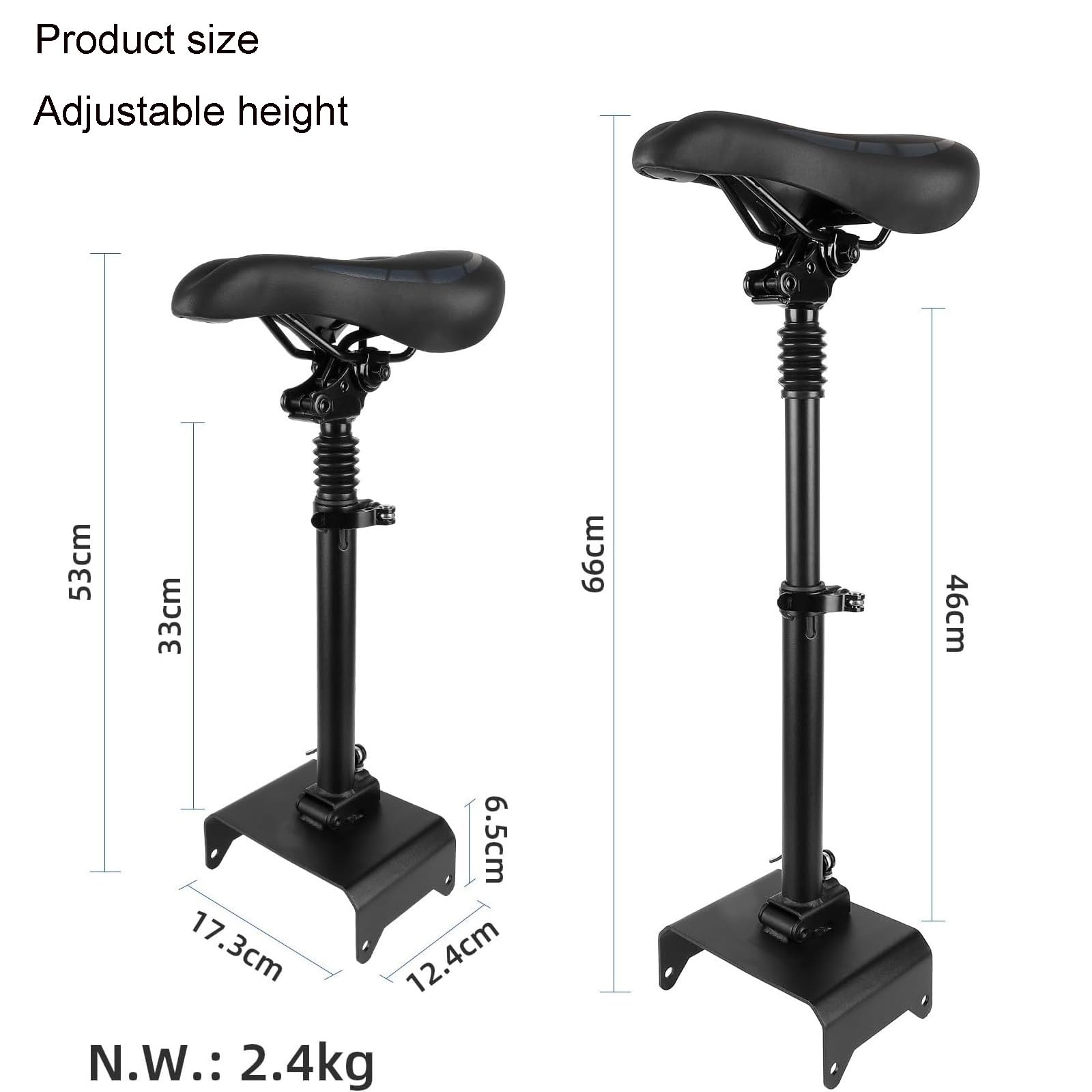 Générique Siege Trotinette Electrique, Selle Trottinette Réglable en Hauteur, Selle Trottinette électrique Pliable Antichoc, pour Un Confort De Conduite Amélioré