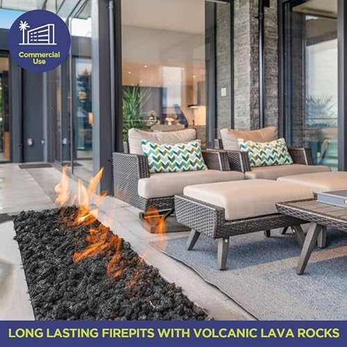 Medium Lava Rocks 10 Pounds By American Fire Glass- Volcanic Fire Pit Lava Rocks For Indoor Log Fireplace, Bbq, Grill, Gas, Aquariums- All-Natural Decorative Landscaping Black- Made In Usa- 1/2" X 1" #TOP3