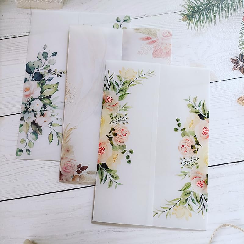 Zaproszenie na ślub Welinowe kurtki, 50 sztuk/partia wiśniowe zaproszenia ślubne okładka karty DIY SemiQuinceanera zaproś kurtkę(Flower 03)