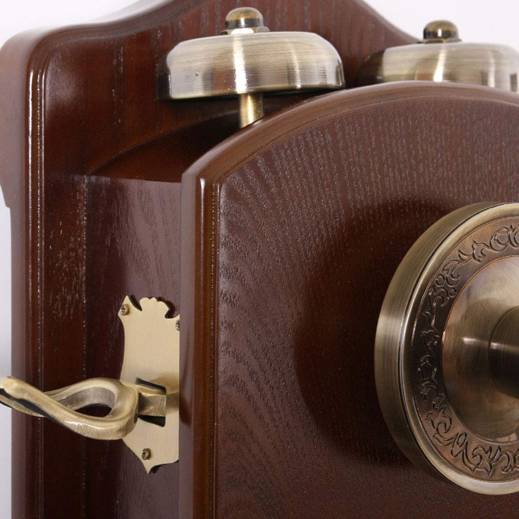 Telefon stacjonarny wiszący na ścianie, antyczny telefon, zabytkowy drewniany, obrotowy, do salonu, gabinetu, dekoracji, telefonu domowego i biurowego