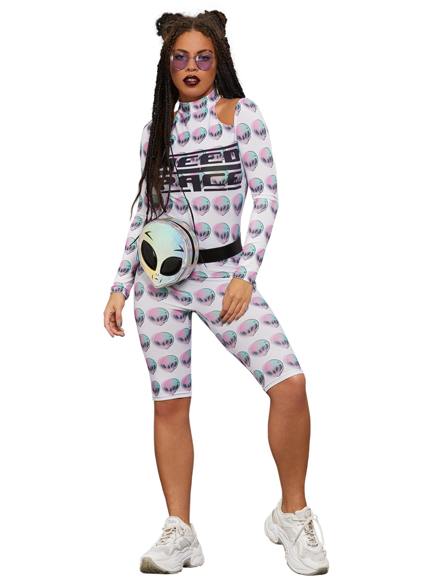 Smiffys Fever Space Unitard, Fever Fancy Dress, Fever Dress Up Costumes, White, M - UK Size 12-14 - Image 3