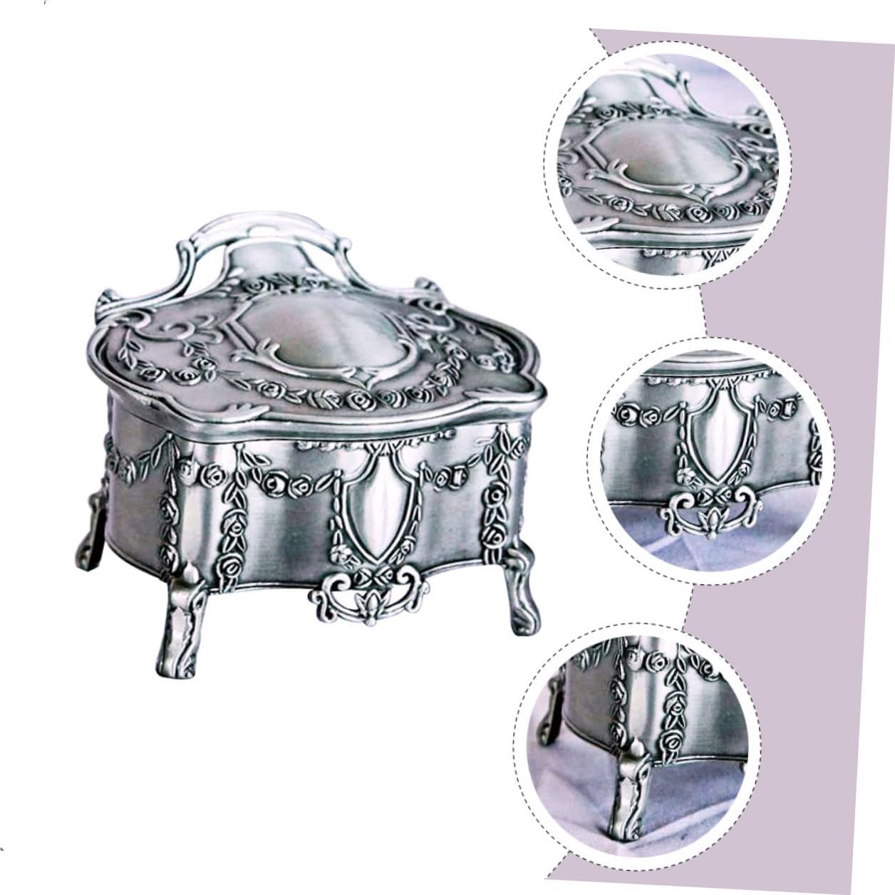 Retro Travel Jewelry Case Ring Necklace Organizer Silver Zinc Alloy image 3