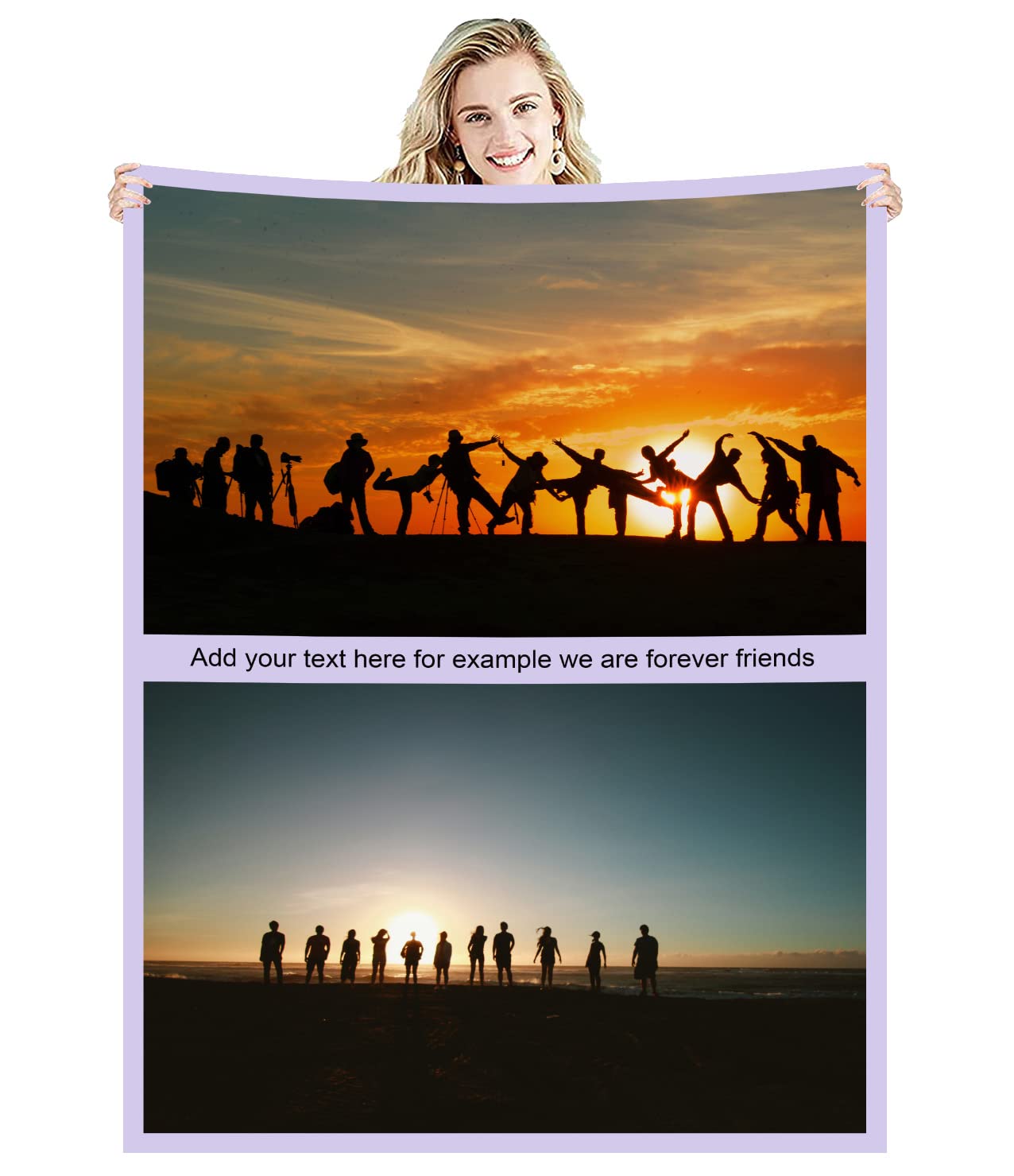 Zmkar Personalised Photo Blanket Throw Customized with Picture Text Birthday Wedding Gift for Adult Baby Kid Mom Dad Family Friend Dog Cat (2 Photos, Baby 31.5"×47''(80x120cm))
