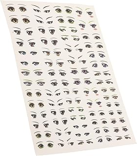 TEHAUX 4 Folhas De Adesivos Para Olhos De Bonecas Adesivos De Água Adesivos Para Olhos Materiais De Adesivos De Olhos De Animais Para Unhas Decalques De Arte Para Unhas Adesivos De