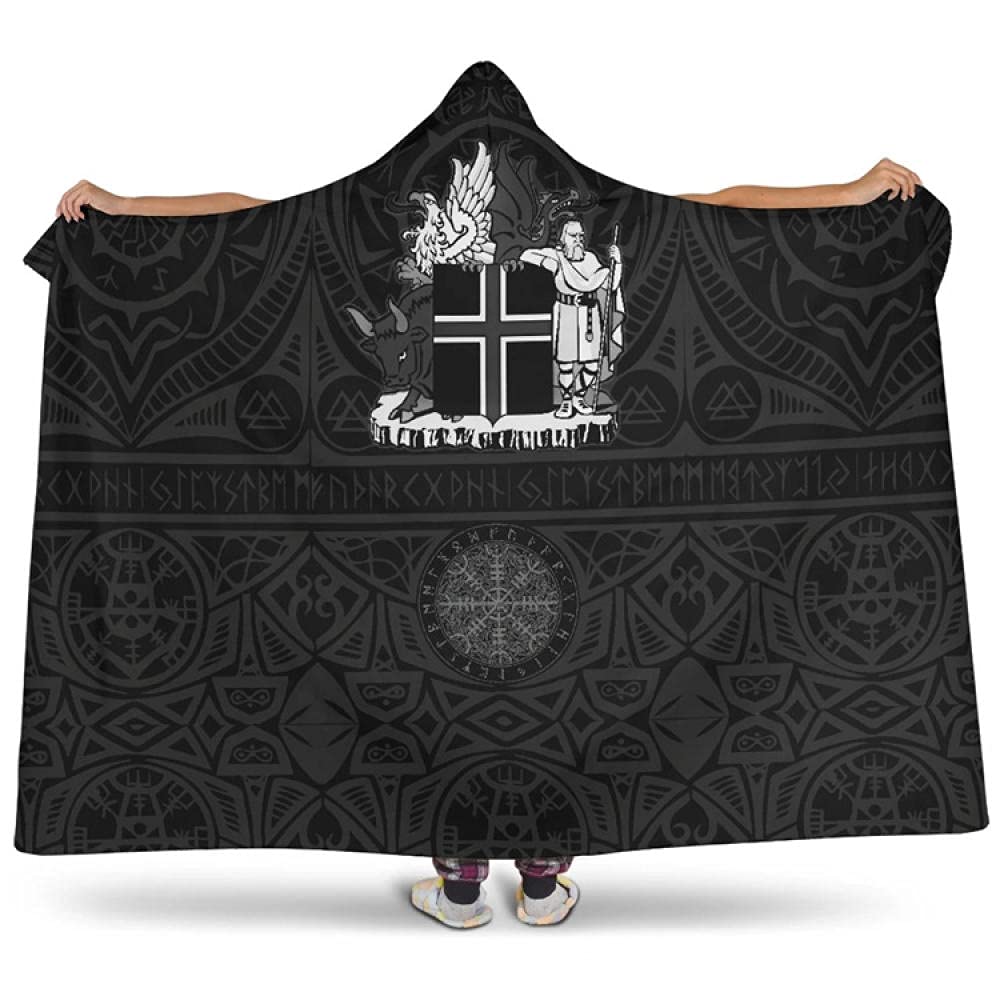 Koc Z Kapturem Narzuty Na Sofy Snuggle Hoodie Cape Kocislandia Herb Drukowana Szal Szal Kołowina Koczek Płaszcz Jesienią I Zimą-Kocent Z Kapturem._Dorosły 80 * 60