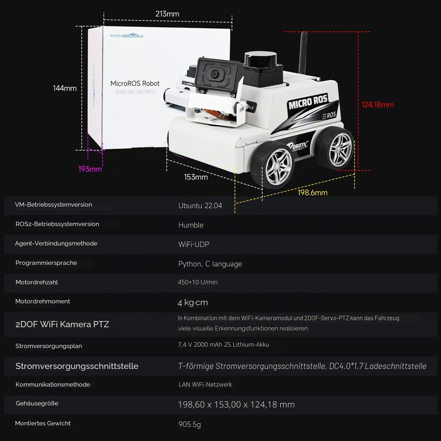 Yahboom MicroROS Robot Kit Virtual Machine PC Control ROS AI Visual Recognition, SLAM Mapping Navigation,OpenCV (Without WiFi Camera)(Standard Version)