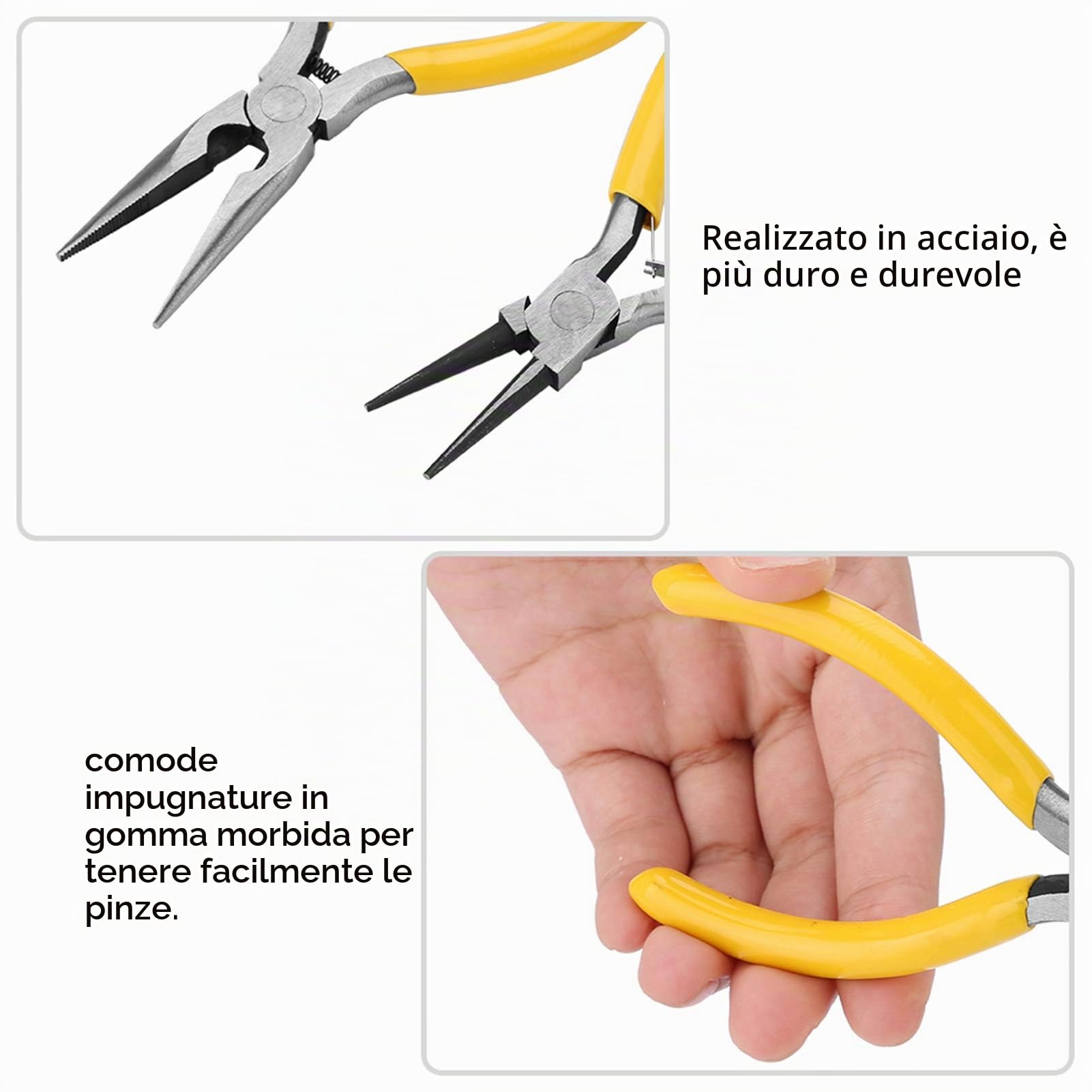 Set di Pinze per Gioielli - Kit di Strumenti Professionali da 5 Pezzi, Set di Perline Tonde con Naso Piegato, Kit Fai-da-Te per la Fabbricazione