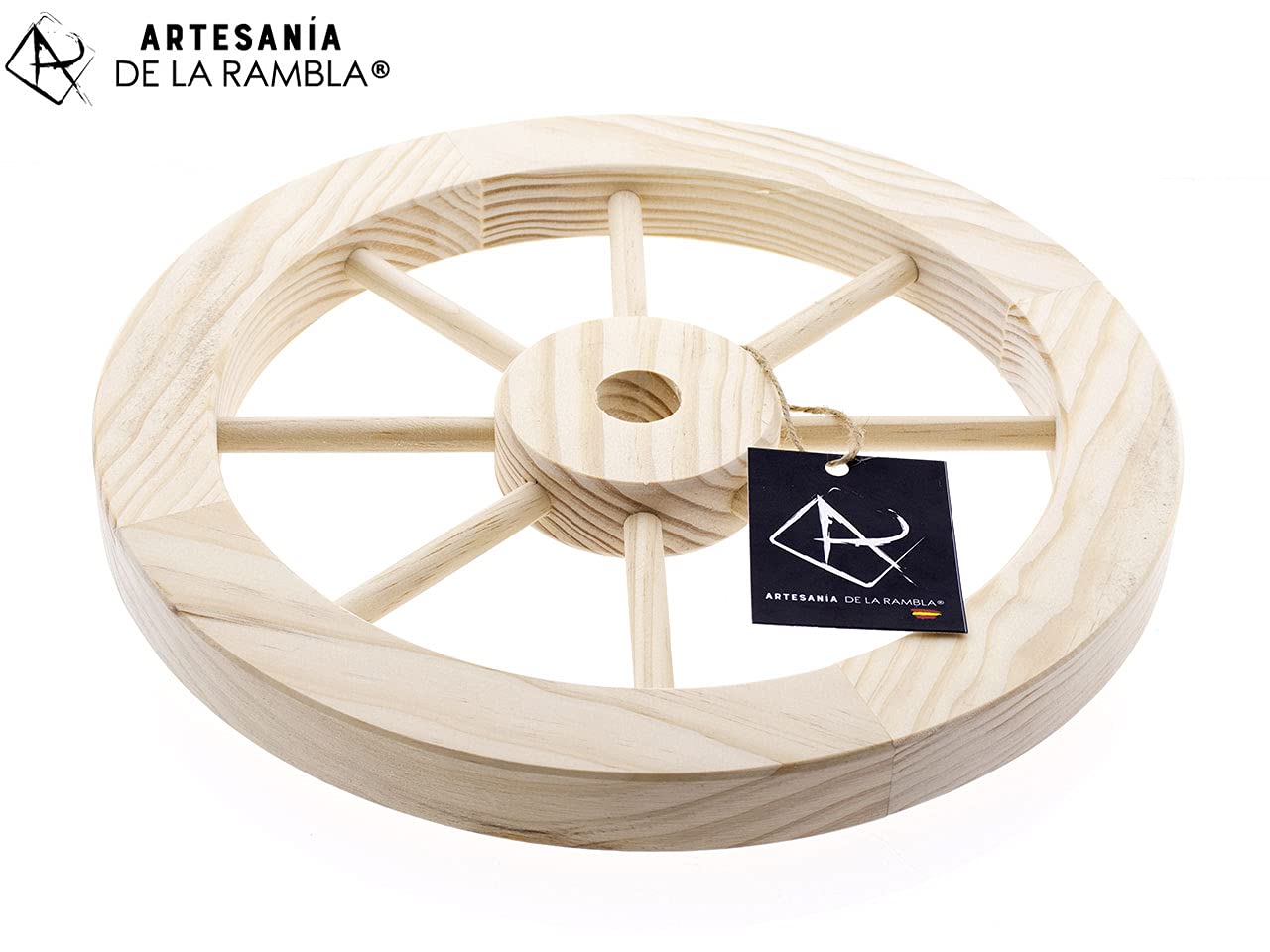 Ruota per Carrello | Ruota Antica | Ruota Decorativa in Legno | Modello 02 | Finitura Legno Naturale | 30x30x2.8 cm