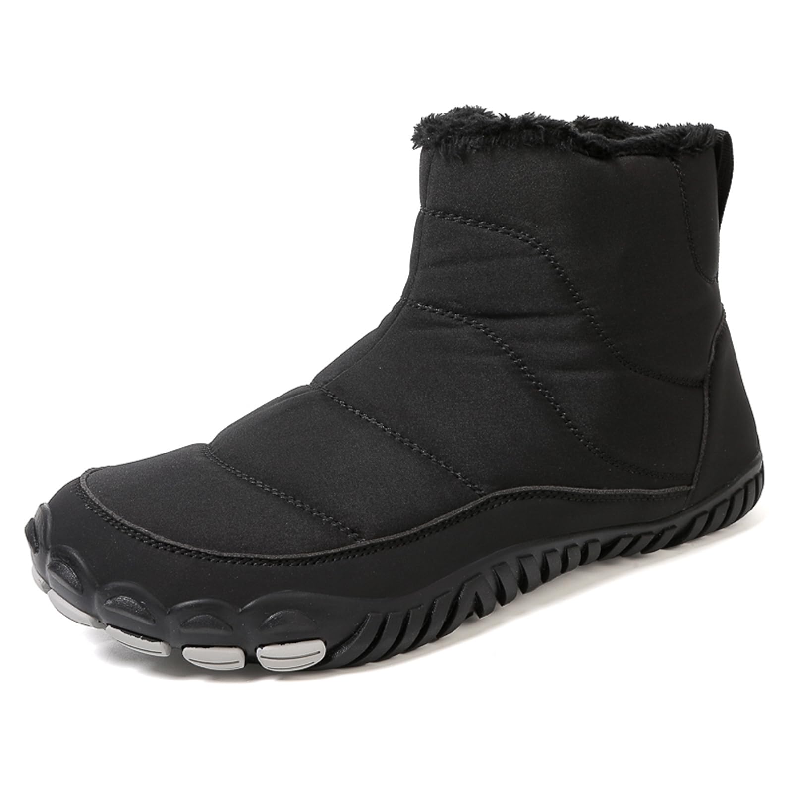 Men's and Women's Barefoot Hiking Boots | Zero Drop Winter Snow Boots with Wide Toe Box | Slip-On Waterproof Ankle Booties | Minimalist Five-Finger Sneakers for Outdoor Hiking and Walking