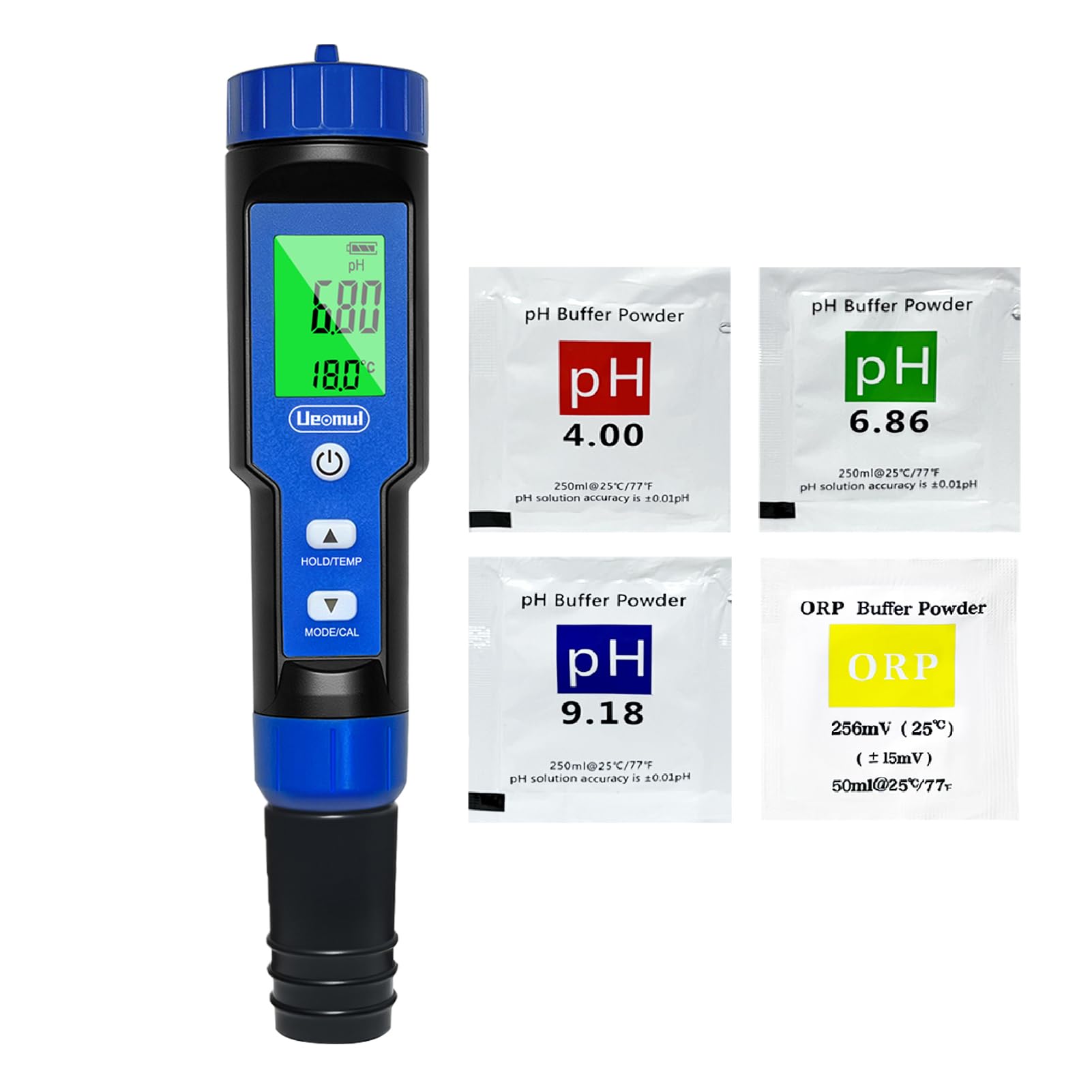 Ueomul Misuratore pH 7 in 1, PH TDS EC SALT ORP S.G Temperatura Meter, professionale Tester Qualità Acqua ad alta precisione con copertura protettiva con spugna per piscina, acquario, acqua potabile